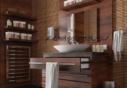 Bathroom interior with wood furniture