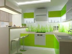 Кухня дизайн зеленый фартук