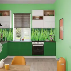 Кухня дызайн зялёны фартух