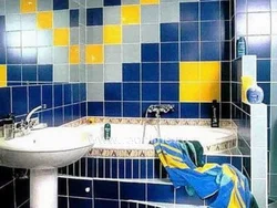Дизайн ванной желтый с синим