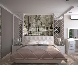 Mirror panel in the bedroom interior photo