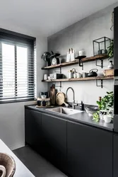 Yuxarı Şkafları Olmayan Loft Mətbəx Dizaynı