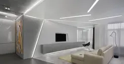 Living room ceiling design with light lines