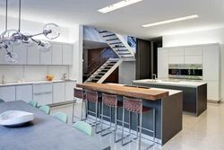 Kitchen interior with island apartment