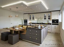 Kitchen interior with island apartment