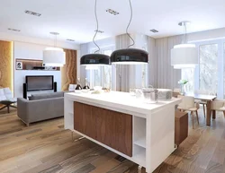 Kitchen interior with island apartment