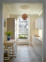 Long kitchen with balcony photo