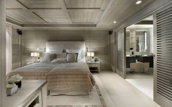 Photo of bedroom and bathroom interior