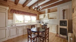 Wooden house kitchen room design