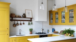 Kitchen Interior With Yellow Walls Photo