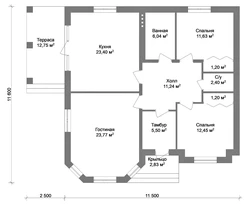 Photos of one-story houses up to 100 sq m with two bedrooms