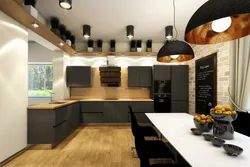 Daxili küncdə loft mətbəxləri