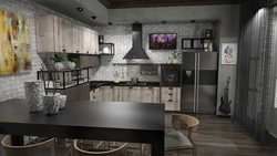 Ichki burchakda loft oshxonalari