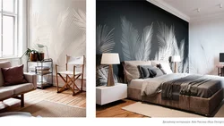 Wallpaper With Feathers In The Bedroom Interior