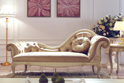 Sofa with ottoman in the living room interior