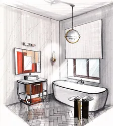 Bathroom interior pencil