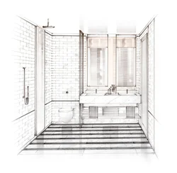 Bathroom interior pencil