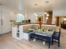 Kitchen Interior With Island And Sofa