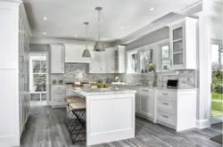 Kitchen design with gray floor