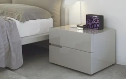 Bedside tables in the bedroom made of wood photo