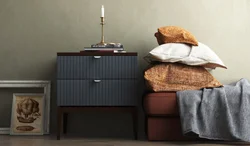 Bedside tables in the bedroom made of wood photo