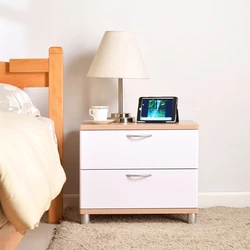 Bedside tables in the bedroom made of wood photo