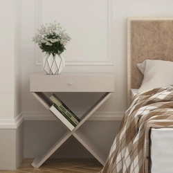 Bedside tables in the bedroom made of wood photo