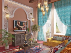 Sharqona yashash xonasi interyeri fotosurati