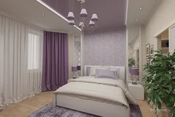 Bedroom design in lilac tones