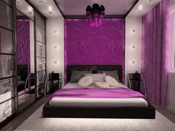 Lilac tonlarda yotoq xonasi dizayni