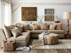 Color combination brown beige in the living room interior