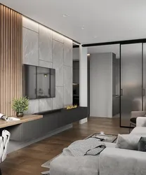 Design of a TV area in the living room in a modern style photo