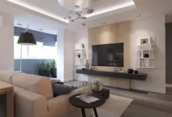 Qonaq otağında televizor sahəsinin dizaynı