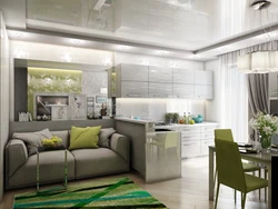 Hall living room and kitchen design