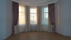 Дизайн эркерных штор для гостиной