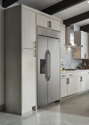 Two-door refrigerator in the interior of a modern kitchen