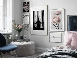 Bedroom design with paintings on the wall