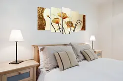 Bedroom design with paintings on the wall