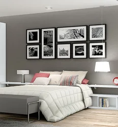 Bedroom design with paintings on the wall