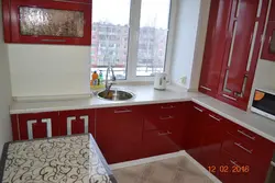 Interior in the kitchen by the window Khrushchev photo