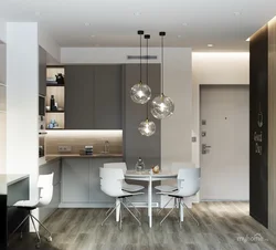 Chandeliers дар меҳмонхона дар якҷоягӣ бо акс ошхона