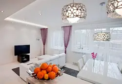 Chandeliers in the living room combined with the kitchen photo