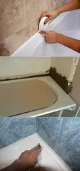 Заделать щели ванны фото