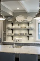 Kitchens with partially open shelves photo