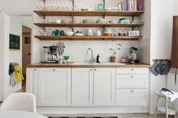 Kitchens with partially open shelves photo