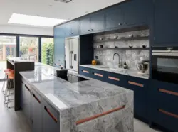 Blue Countertop In The Kitchen Interior