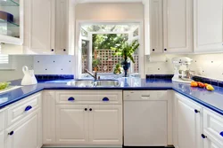 Blue Countertop In The Kitchen Interior