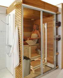 Sauna at home in the bathroom photo