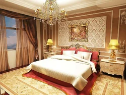 Golden color in the bedroom interior