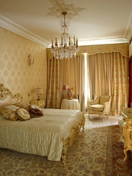 Golden color in the bedroom interior